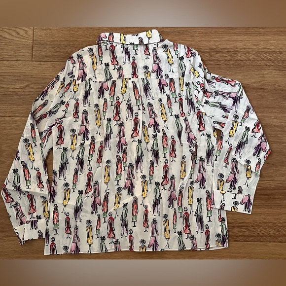 Alice + Olivia Button Down Print Melrose Stace Willa Silk Shirt Size L - Picture 8 of 11